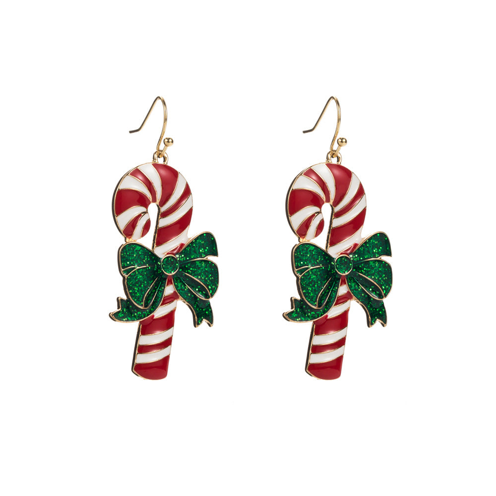 Wholesale Christmas Drip Oil Elk Snowflake Candy Alloy Earrings S925 Silver Needle Earrings